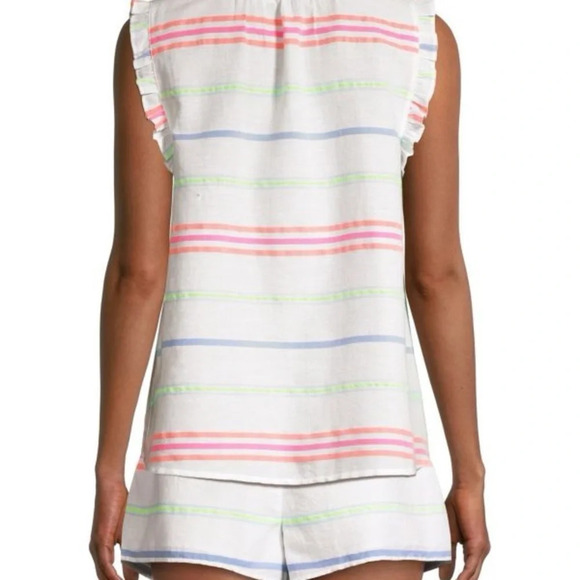 NWT Vineyard Vines Women’s Guava Multi-Stripe Ruffle Popover, Size Small - Picture 3 of 7